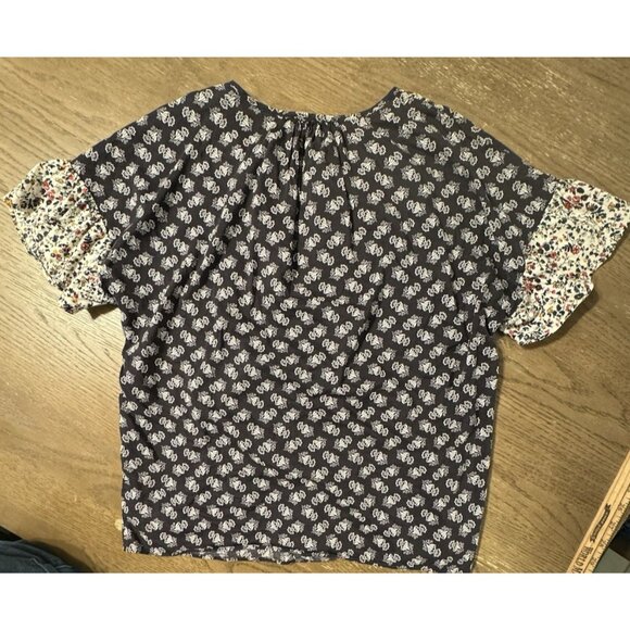 Madewell XS Flutter Sleeve Floral Smocked Top V neck fairy cottage Short Sleeve - Picture 9 of 9